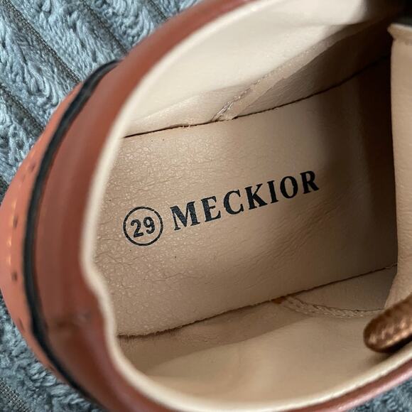 Meckior Toddler Boy Size 10.5 Brown Dress Shoes Oxford Lace Up - Picture 6 of 7